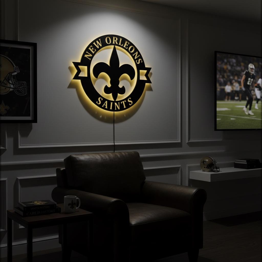 New Orleans Saints Wall Art - NFL Football Team Logo Game Room Decor