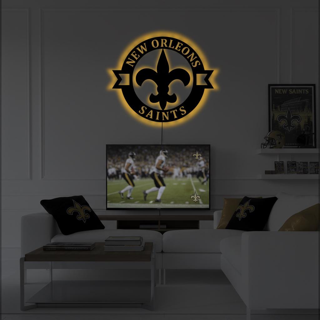 New Orleans Saints Wall Art - NFL Football Team Logo Game Room Decor