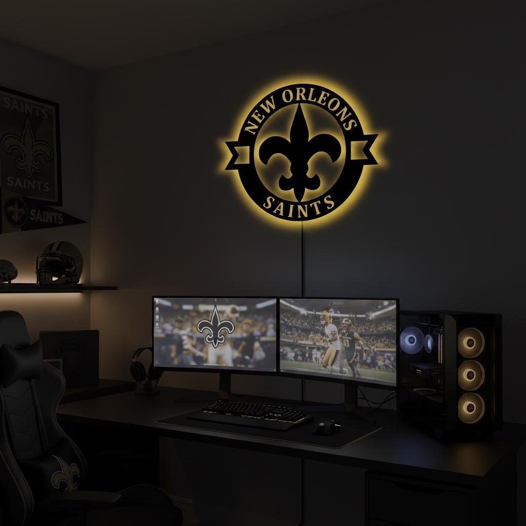 New Orleans Saints Wall Art - NFL Football Team Logo Game Room Decor