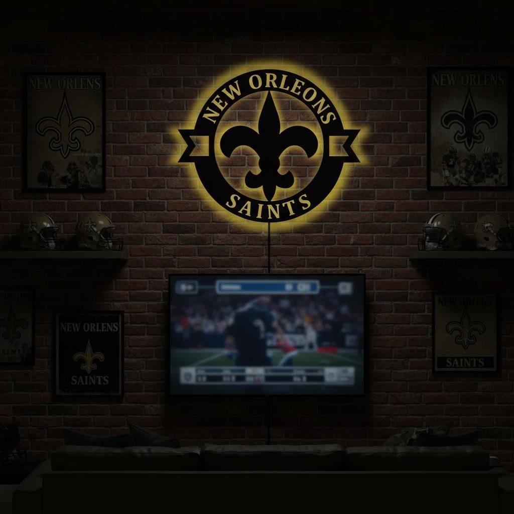 New Orleans Saints Wall Art - NFL Football Team Logo Game Room Decor