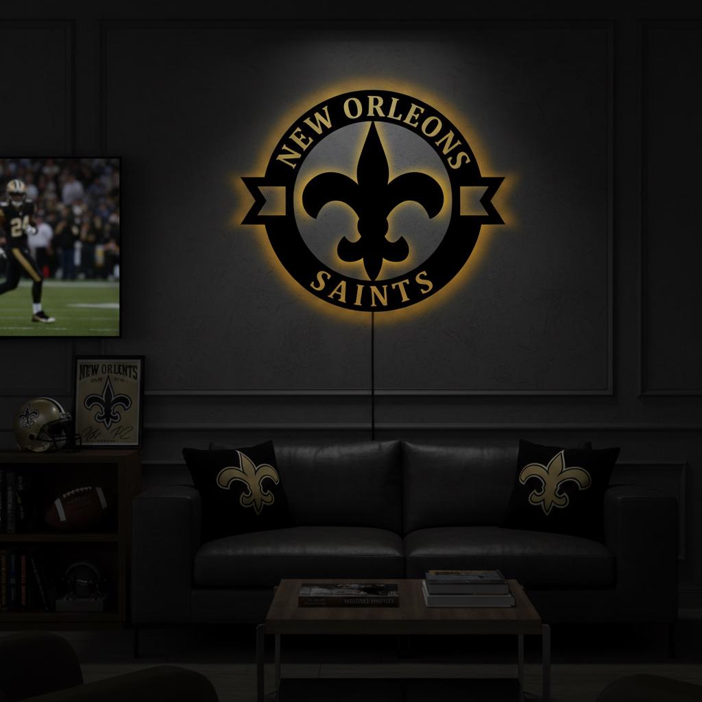 New Orleans Saints Wall Art - NFL Football Team Logo Game Room Decor
