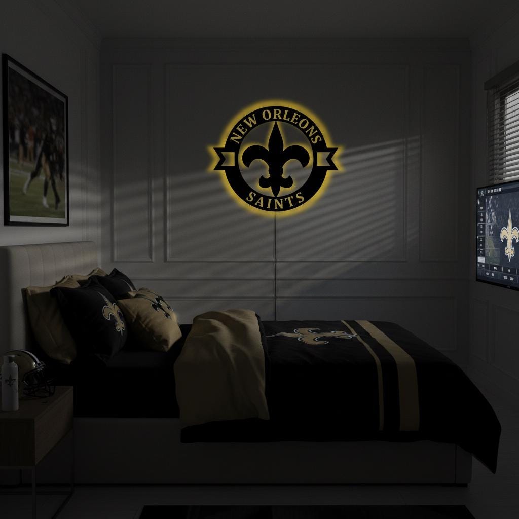 New Orleans Saints Wall Art - NFL Football Team Logo Game Room Decor