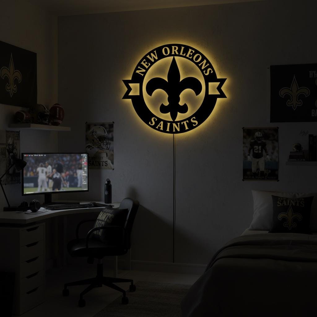 New Orleans Saints Wall Art - NFL Football Team Logo Game Room Decor