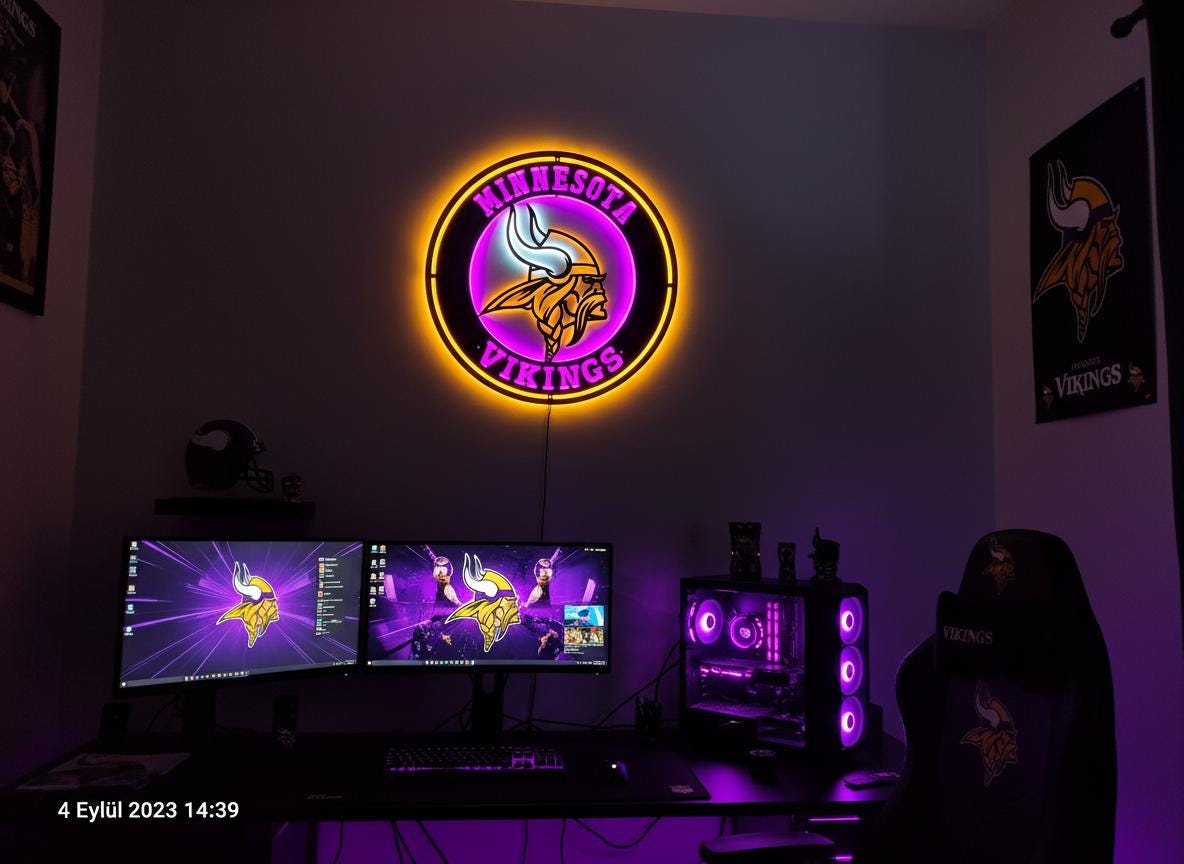 Handmade Minnesota Vikings Metal Wall Art – NFL Game Room Decor