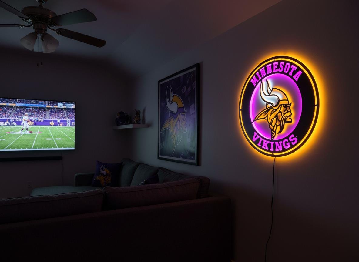 Handmade Minnesota Vikings Metal Wall Art – NFL Game Room Decor