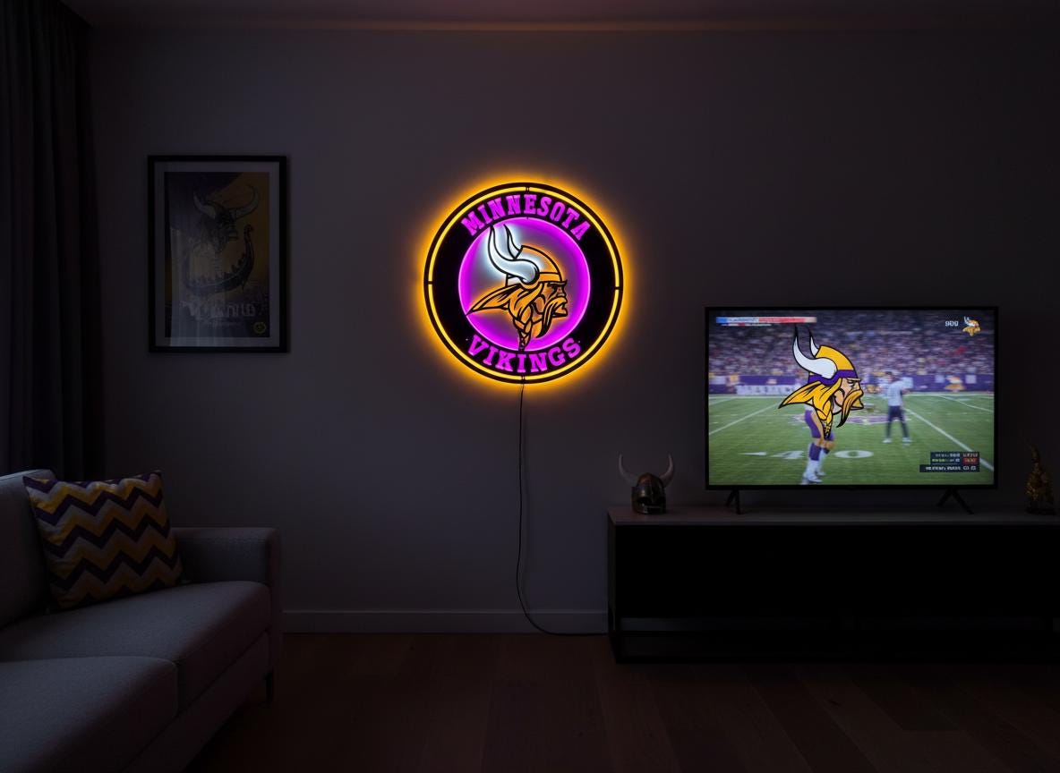 Handmade Minnesota Vikings Metal Wall Art – NFL Game Room Decor