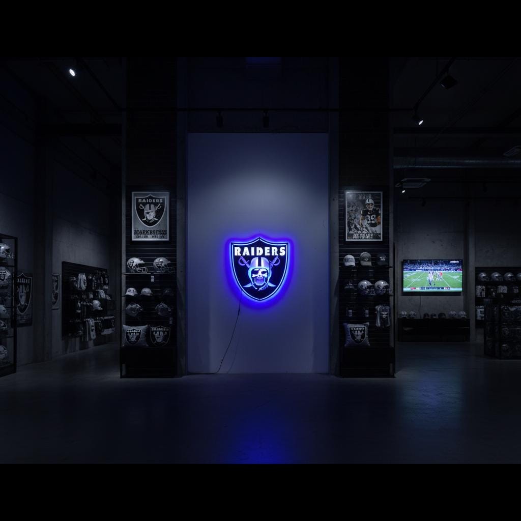 Las Vegas Raiders Wall Art - Team Logo Sign Decor for Game Room