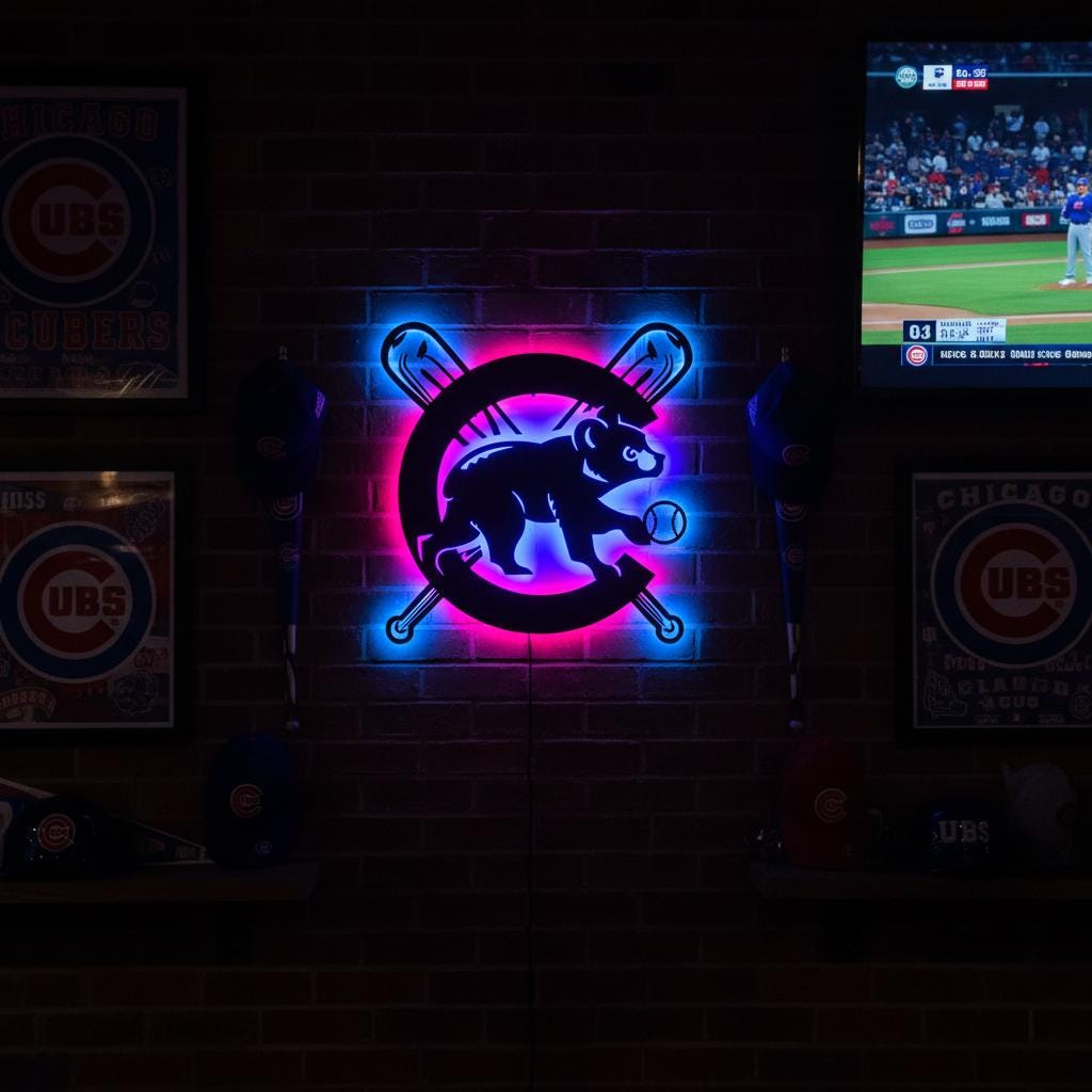 Chicago Cubs Wall Art - Iconic Team Logo Sign - Baseball Fan Gift Decor