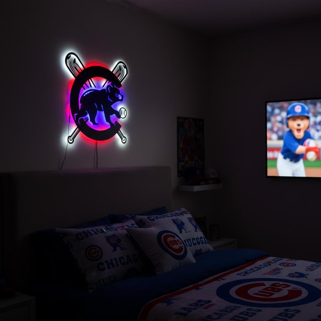 Chicago Cubs Wall Art - Iconic Team Logo Sign - Baseball Fan Gift Decor