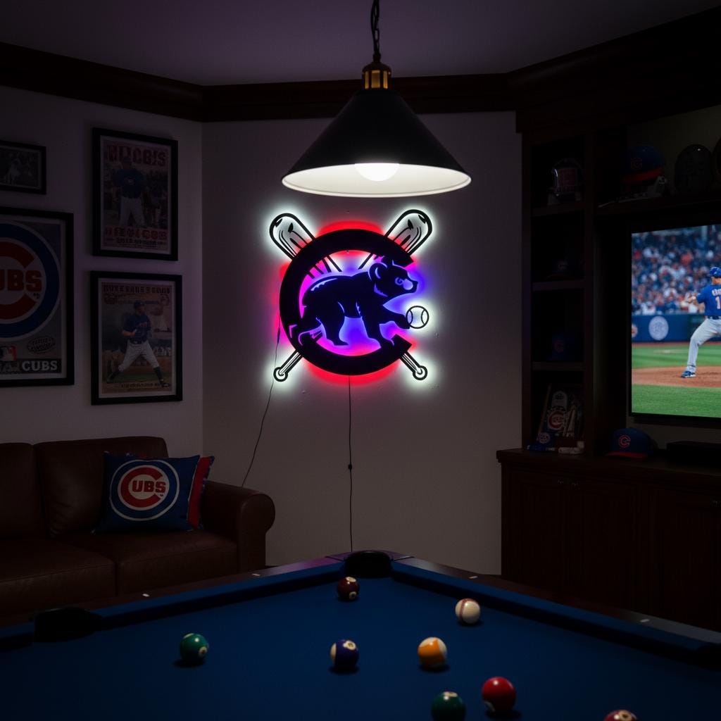 Chicago Cubs Wall Art - Iconic Team Logo Sign - Baseball Fan Gift Decor