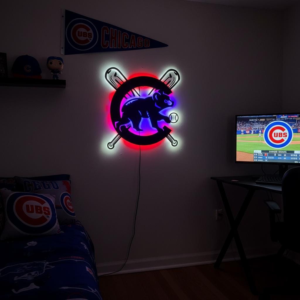 Chicago Cubs Wall Art - Iconic Team Logo Sign - Baseball Fan Gift Decor