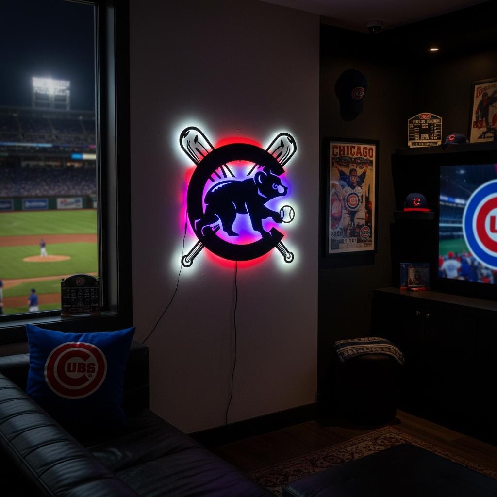 Chicago Cubs Wall Art - Iconic Team Logo Sign - Baseball Fan Gift Decor