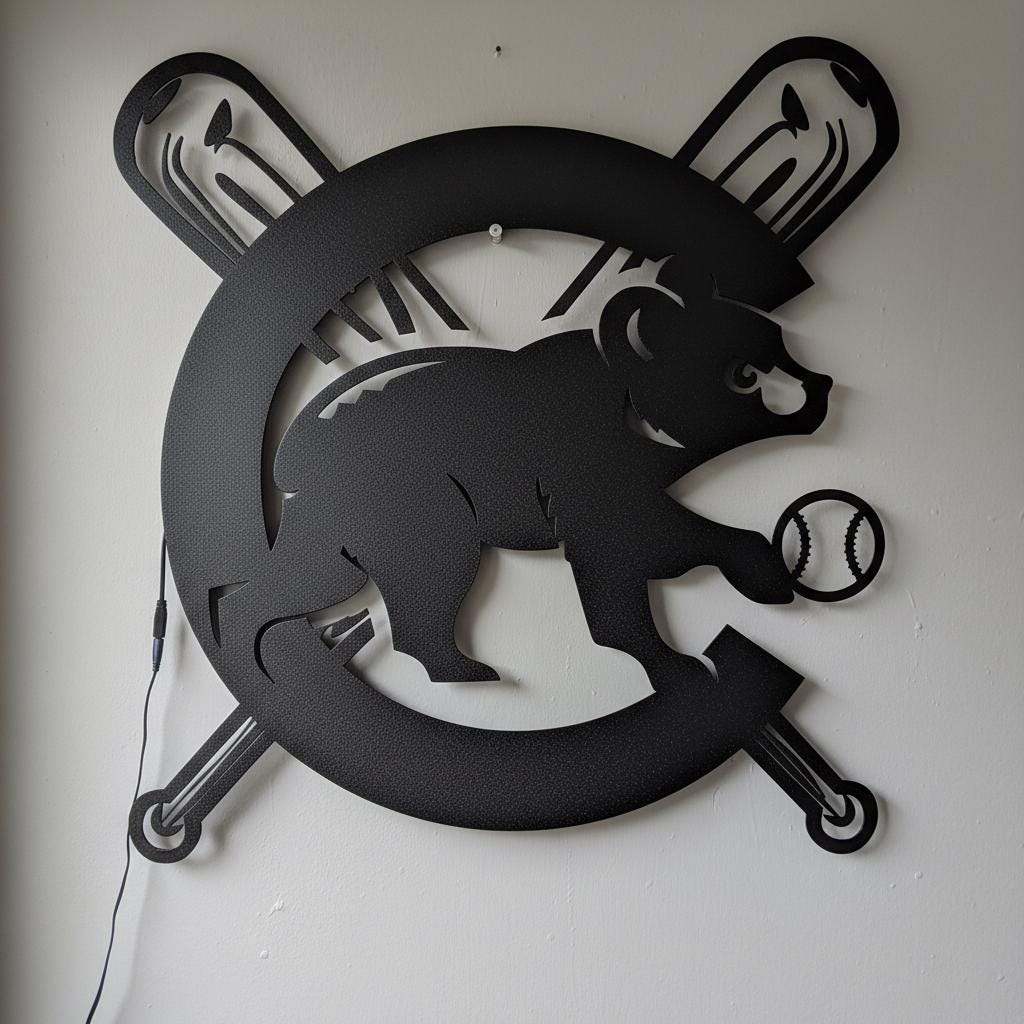 Chicago Cubs Wall Art - Iconic Team Logo Sign - Baseball Fan Gift Decor