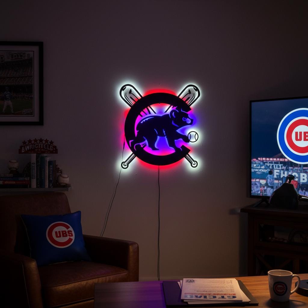 Chicago Cubs Wall Art - Iconic Team Logo Sign - Baseball Fan Gift Decor