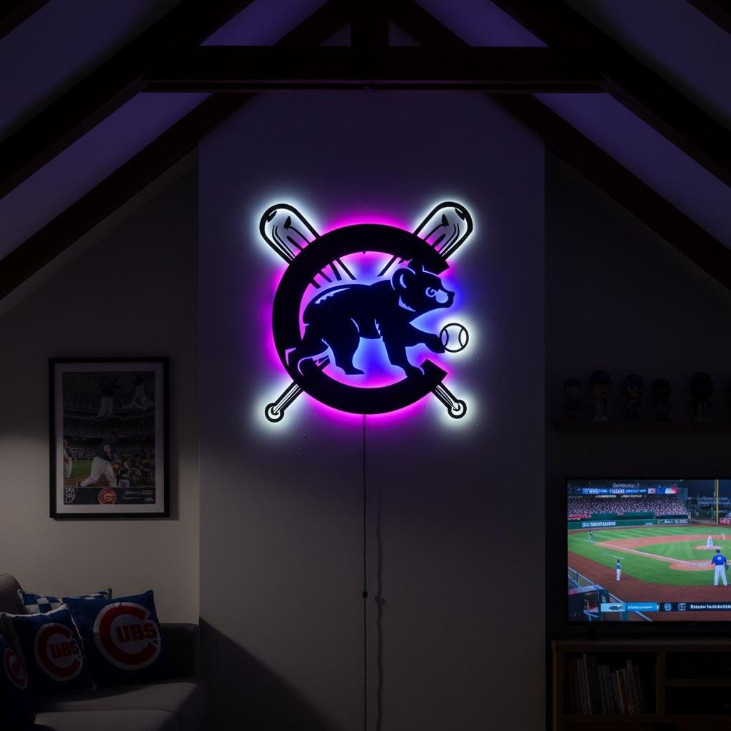 Chicago Cubs Wall Art - Iconic Team Logo Sign - Baseball Fan Gift Decor