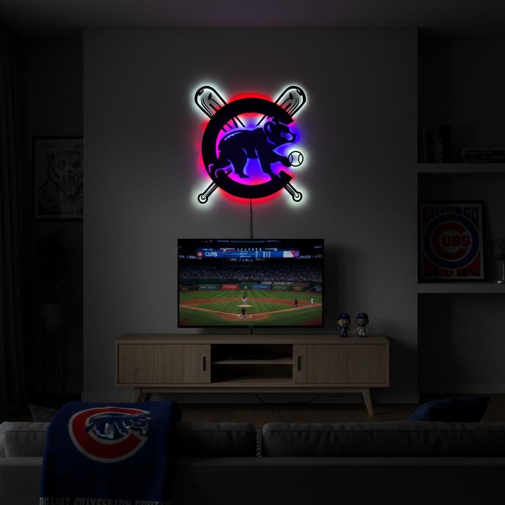 Chicago Cubs Wall Art - Iconic Team Logo Sign - Baseball Fan Gift Decor