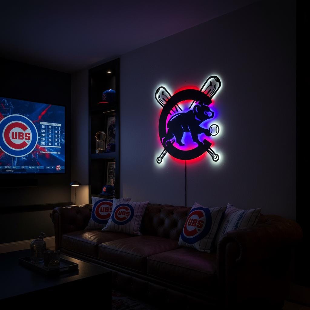 Chicago Cubs Wall Art - Iconic Team Logo Sign - Baseball Fan Gift Decor