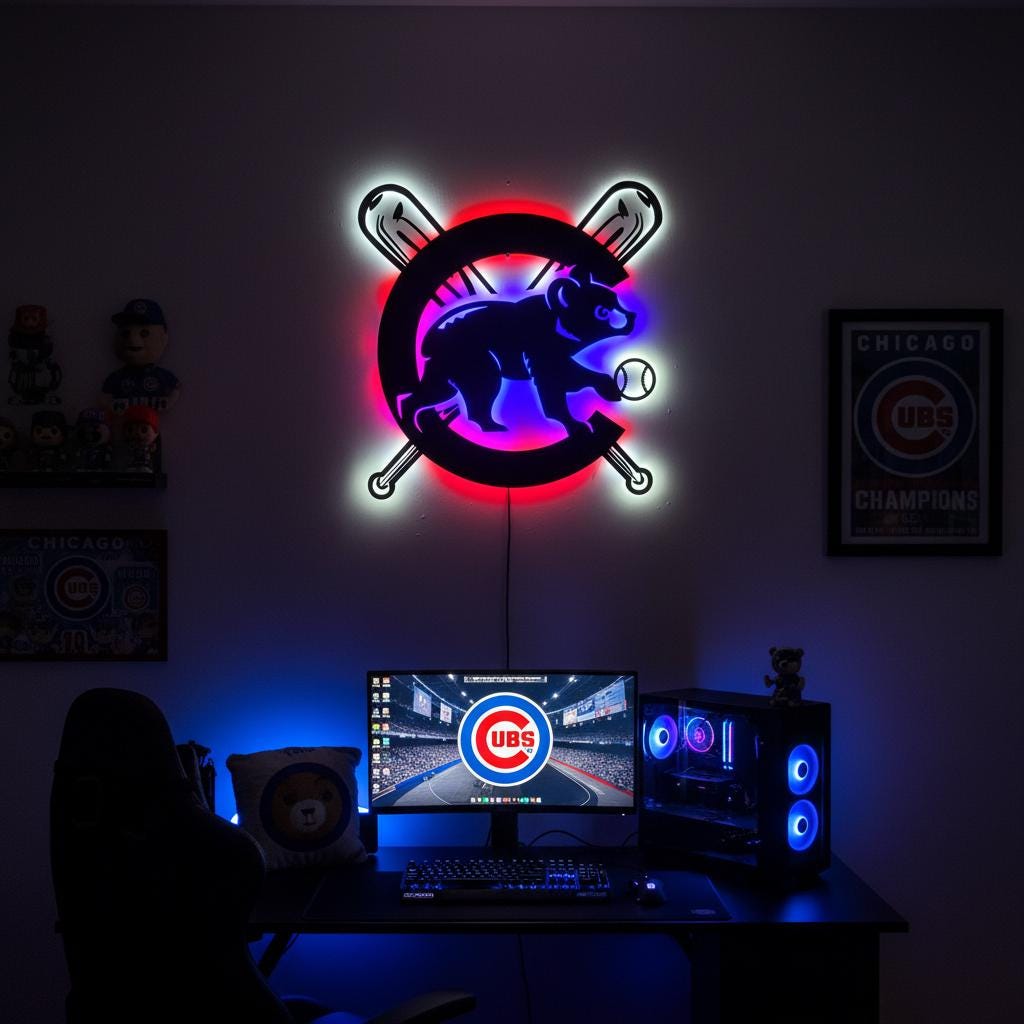 Chicago Cubs Wall Art - Iconic Team Logo Sign - Baseball Fan Gift Decor