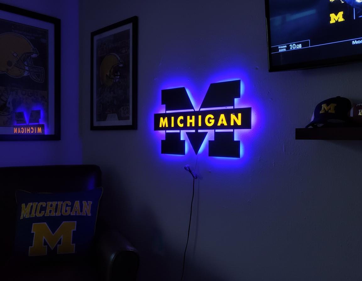 Michigan Wolverines Wall Art - Iconic Team Logo College Fan Gift & Game Room Decor