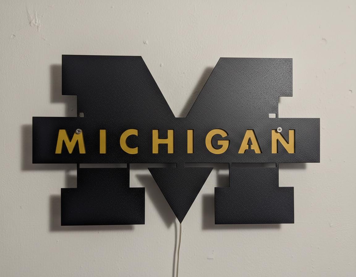 Michigan Wolverines Wall Art - Iconic Team Logo College Fan Gift & Game Room Decor