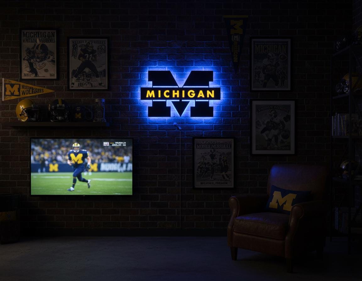 Michigan Wolverines Wall Art - Iconic Team Logo College Fan Gift & Game Room Decor
