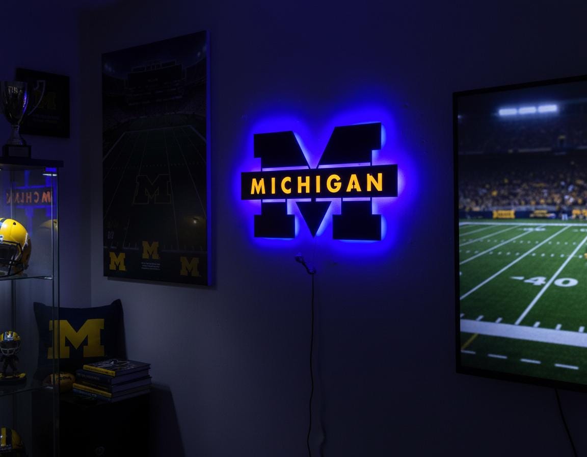 Michigan Wolverines Wall Art - Iconic Team Logo College Fan Gift & Game Room Decor