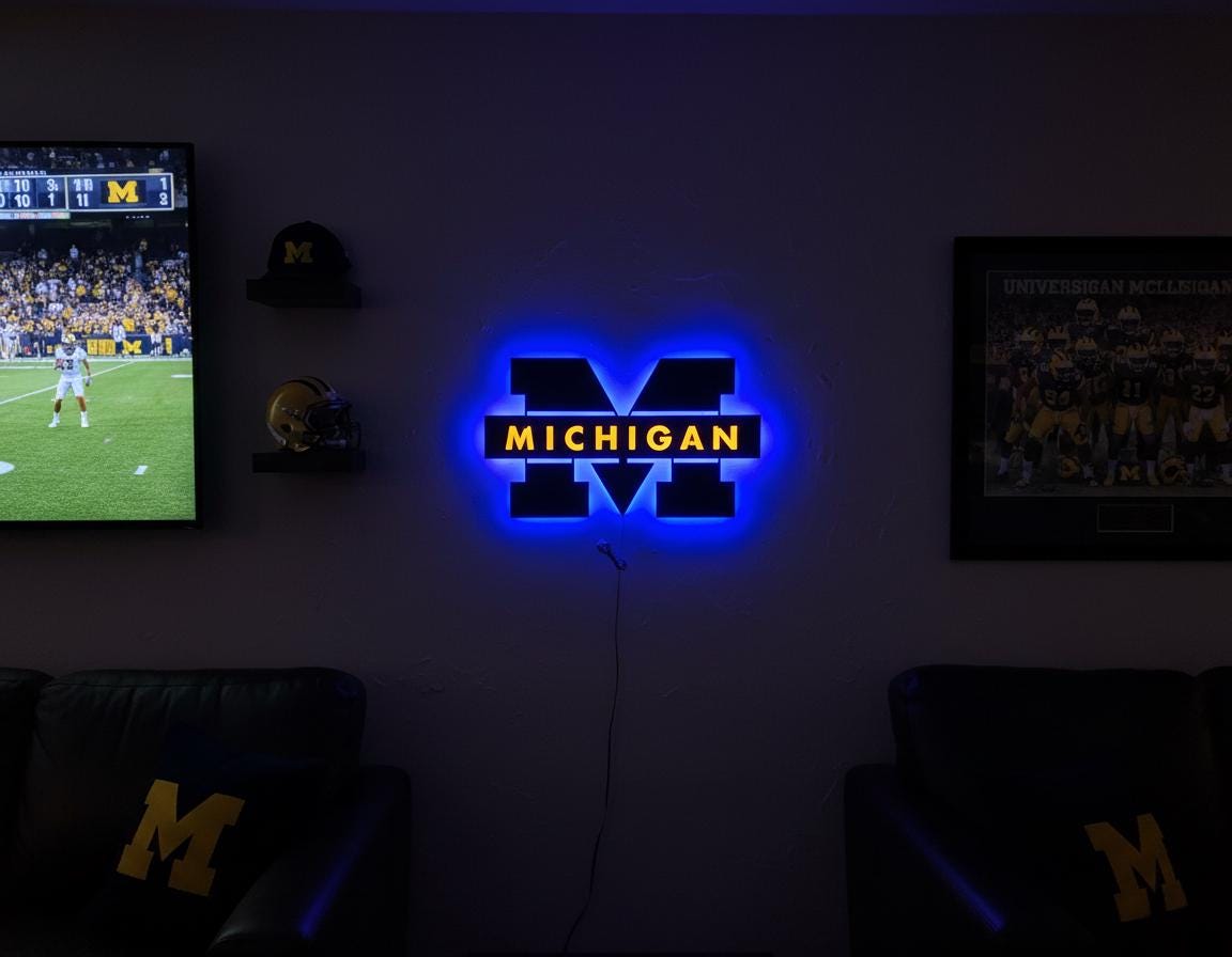 Michigan Wolverines Wall Art - Iconic Team Logo College Fan Gift & Game Room Decor