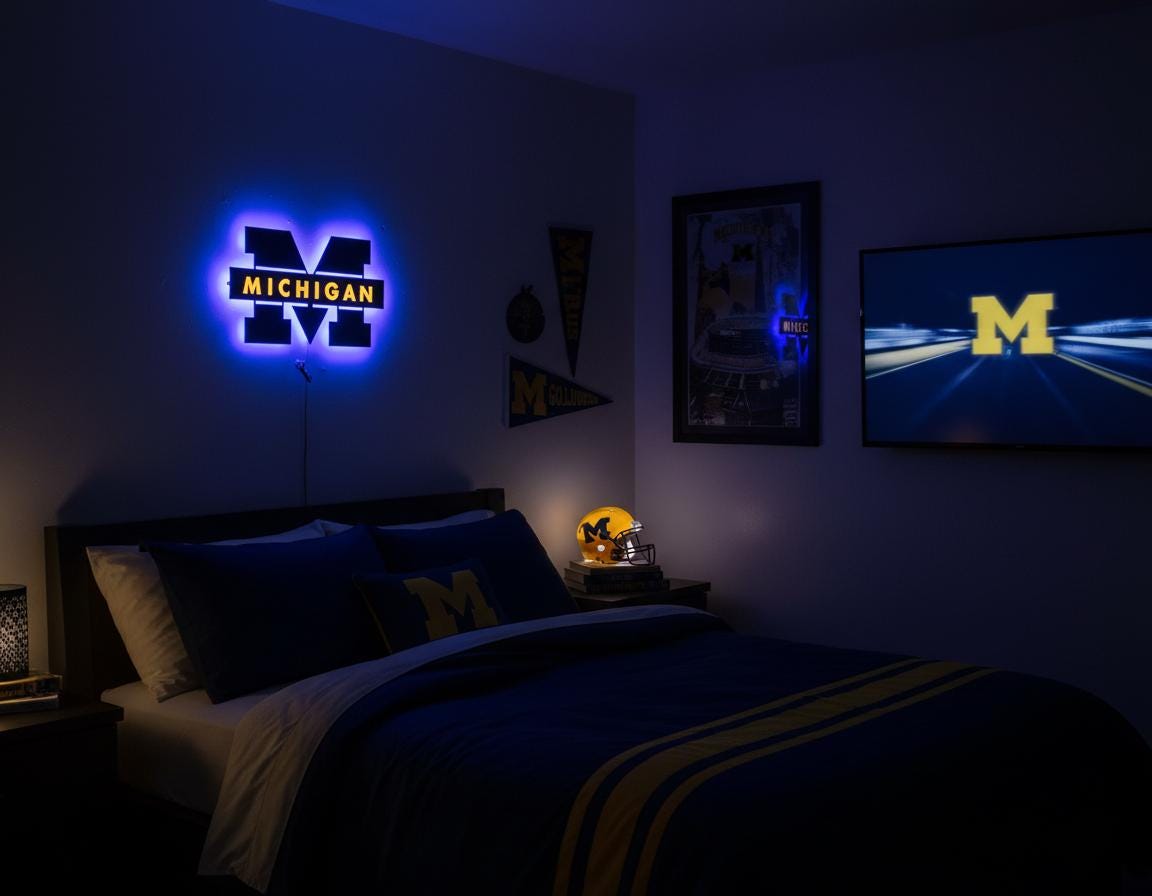Michigan Wolverines Wall Art - Iconic Team Logo College Fan Gift & Game Room Decor