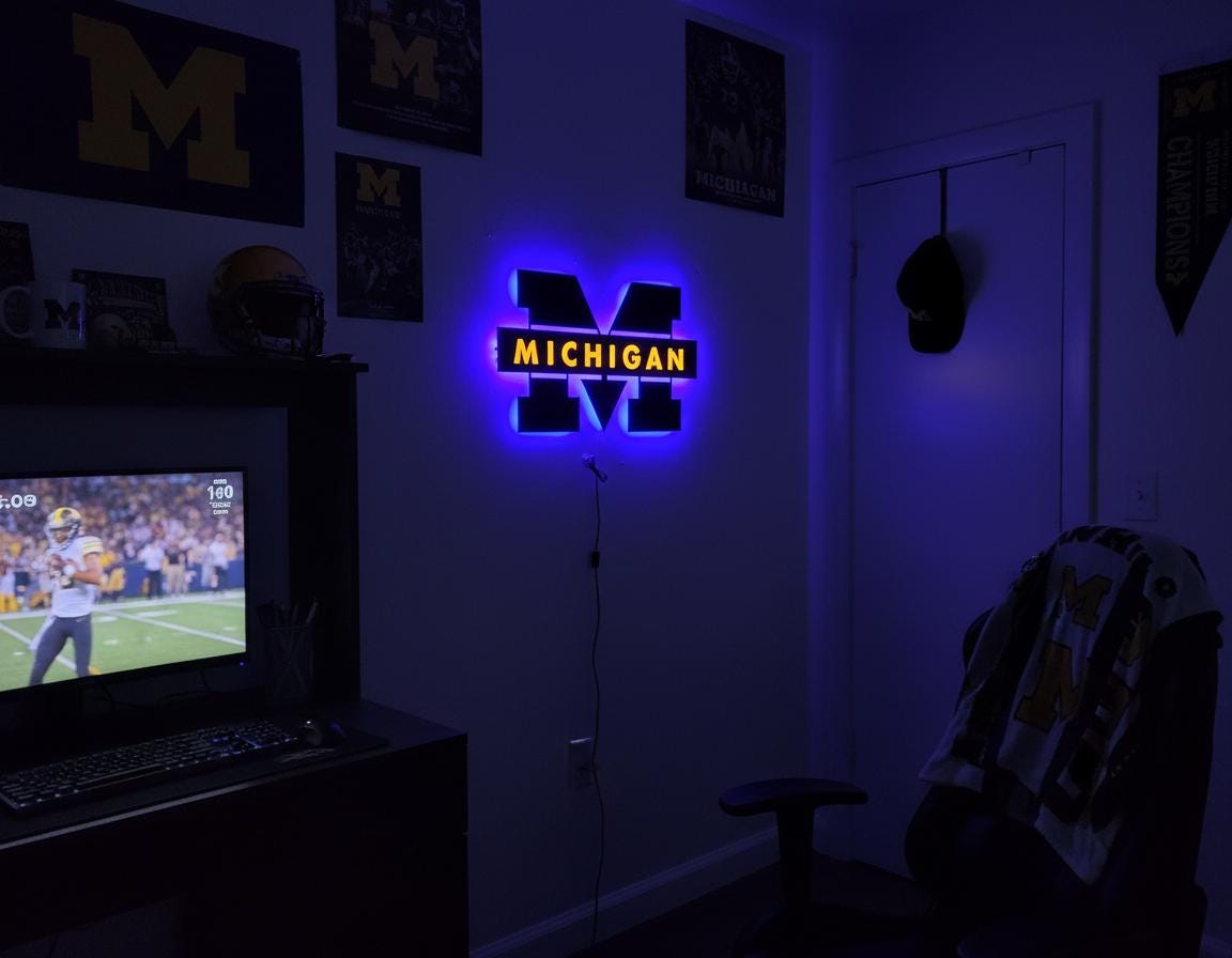 Michigan Wolverines Wall Art - Iconic Team Logo College Fan Gift & Game Room Decor