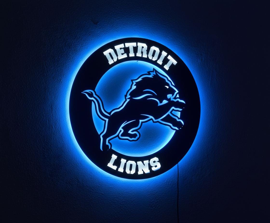 Detroit Lions Wall Art - NFL Team Logo Decor for Game Room & Mancave