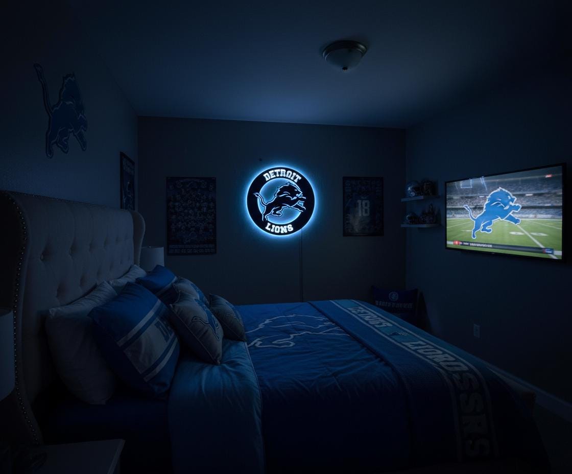 Detroit Lions Wall Art - NFL Team Logo Decor for Game Room & Mancave