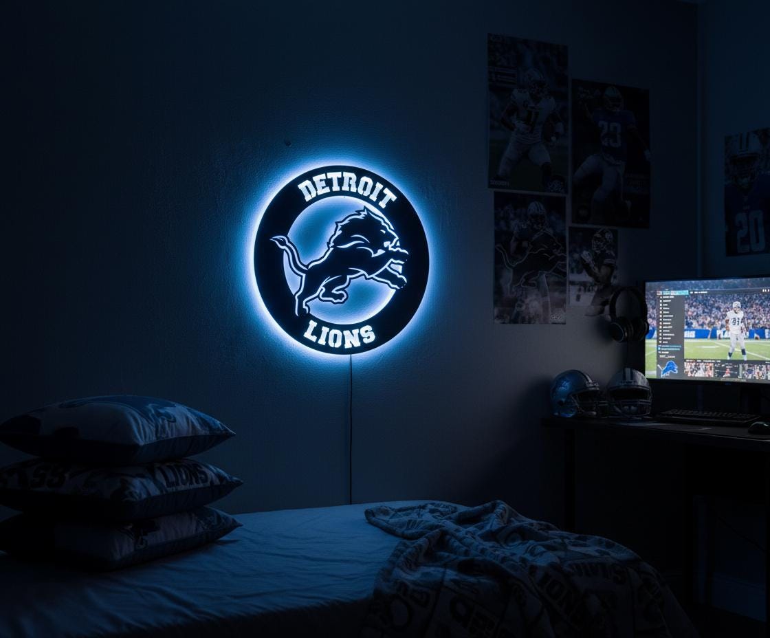 Detroit Lions Wall Art - NFL Team Logo Decor for Game Room & Mancave
