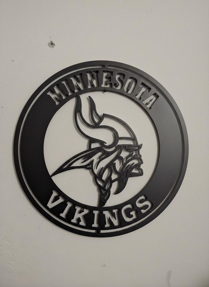 Minnesota Vikings Wall Art - Purple NFL Team Logo - Game Room Decor Gift