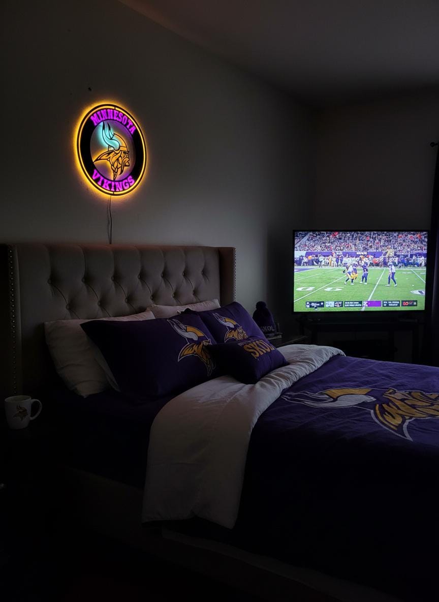 Minnesota Vikings Wall Art - Purple NFL Team Logo - Game Room Decor Gift
