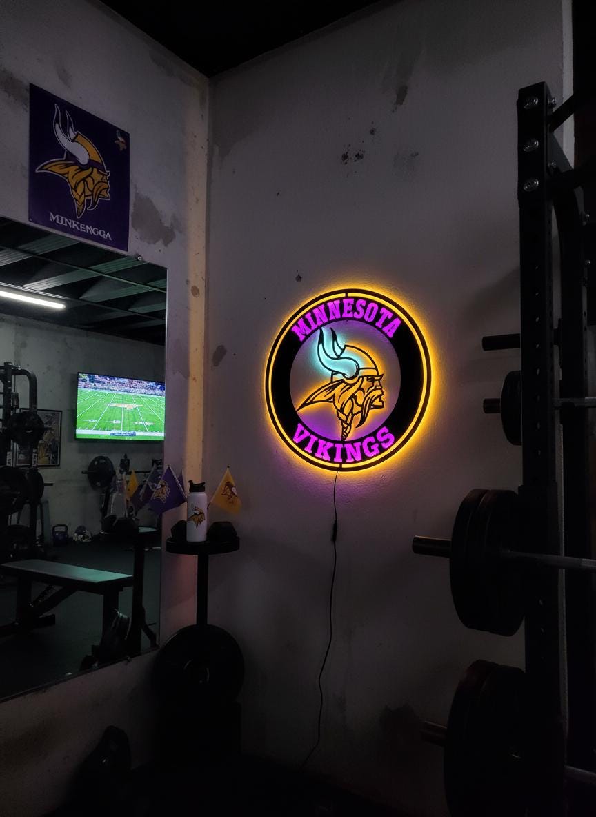 Minnesota Vikings Wall Art - Purple NFL Team Logo - Game Room Decor Gift