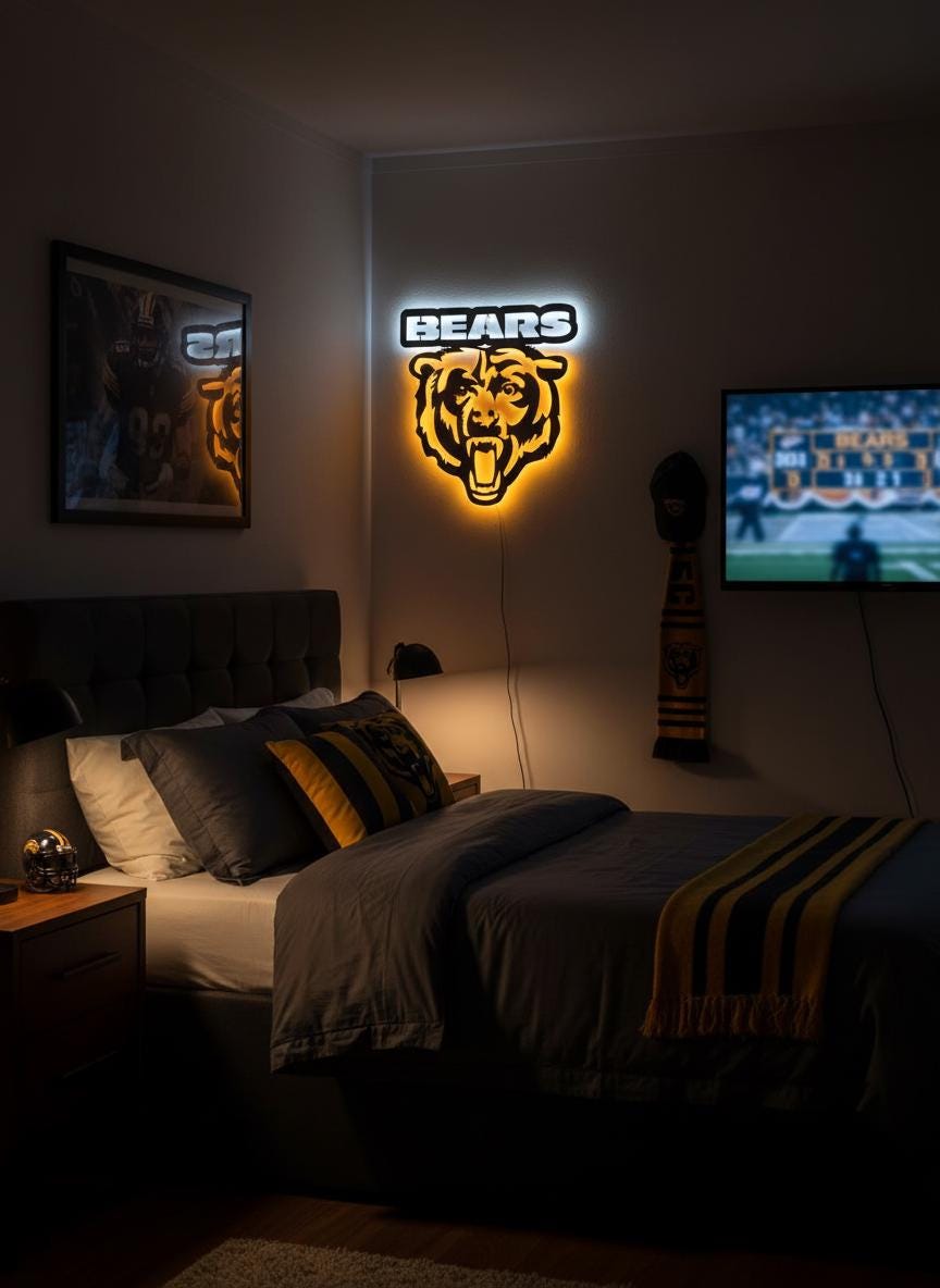 Chicago Bears Wall Art - Team Logo Game Room Decor - NFL Fan Gift