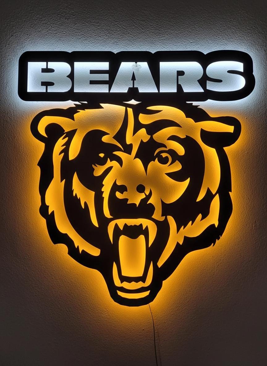 Chicago Bears Wall Art - Team Logo Game Room Decor - NFL Fan Gift