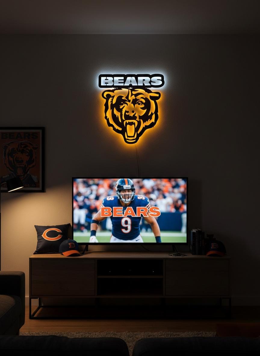 Chicago Bears Wall Art - Team Logo Game Room Decor - NFL Fan Gift