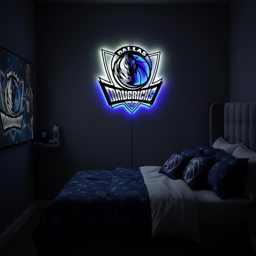 Dallas Mavericks Wall Art - NBA Team Logo Light Sign for Game Room Decor