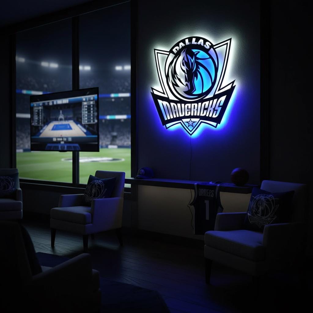 Dallas Mavericks Wall Art - NBA Team Logo Light Sign for Game Room Decor