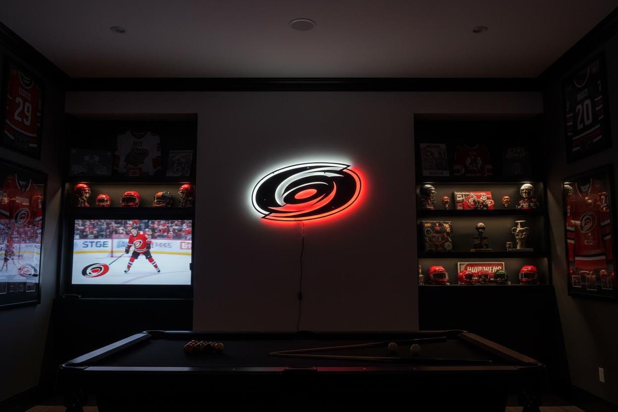 Carolina Hurricanes Wall Art - NHL Hockey Team Logo Man Cave Decor Gift