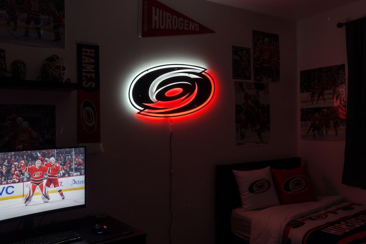 Carolina Hurricanes Wall Art - NHL Hockey Team Logo Man Cave Decor Gift
