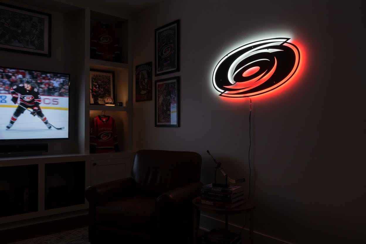 Carolina Hurricanes Wall Art - NHL Hockey Team Logo Man Cave Decor Gift
