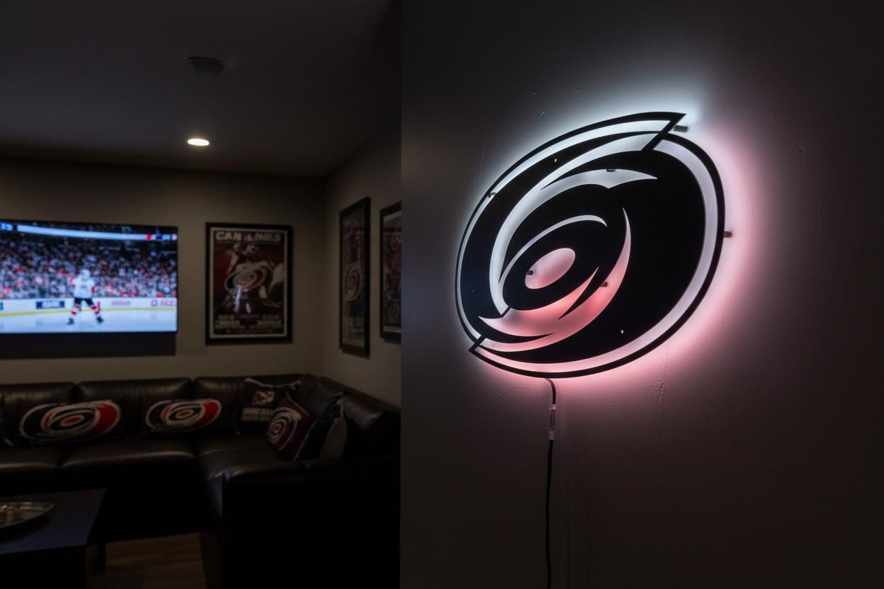 Carolina Hurricanes Wall Art - NHL Hockey Team Logo Man Cave Decor Gift
