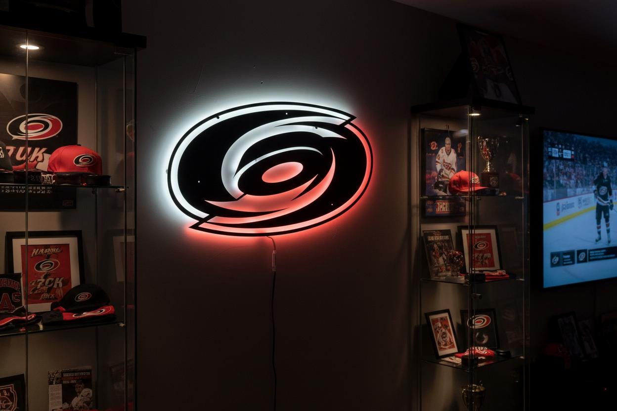 Carolina Hurricanes Wall Art - NHL Hockey Team Logo Man Cave Decor Gift