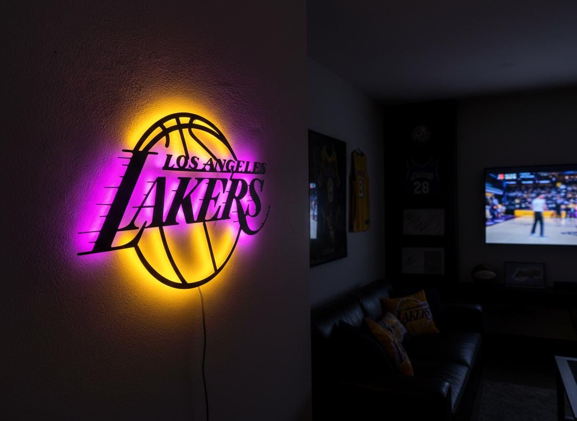 NBA Wall Art - Los Angeles Lakers Logo Game Room Man Cave Decor