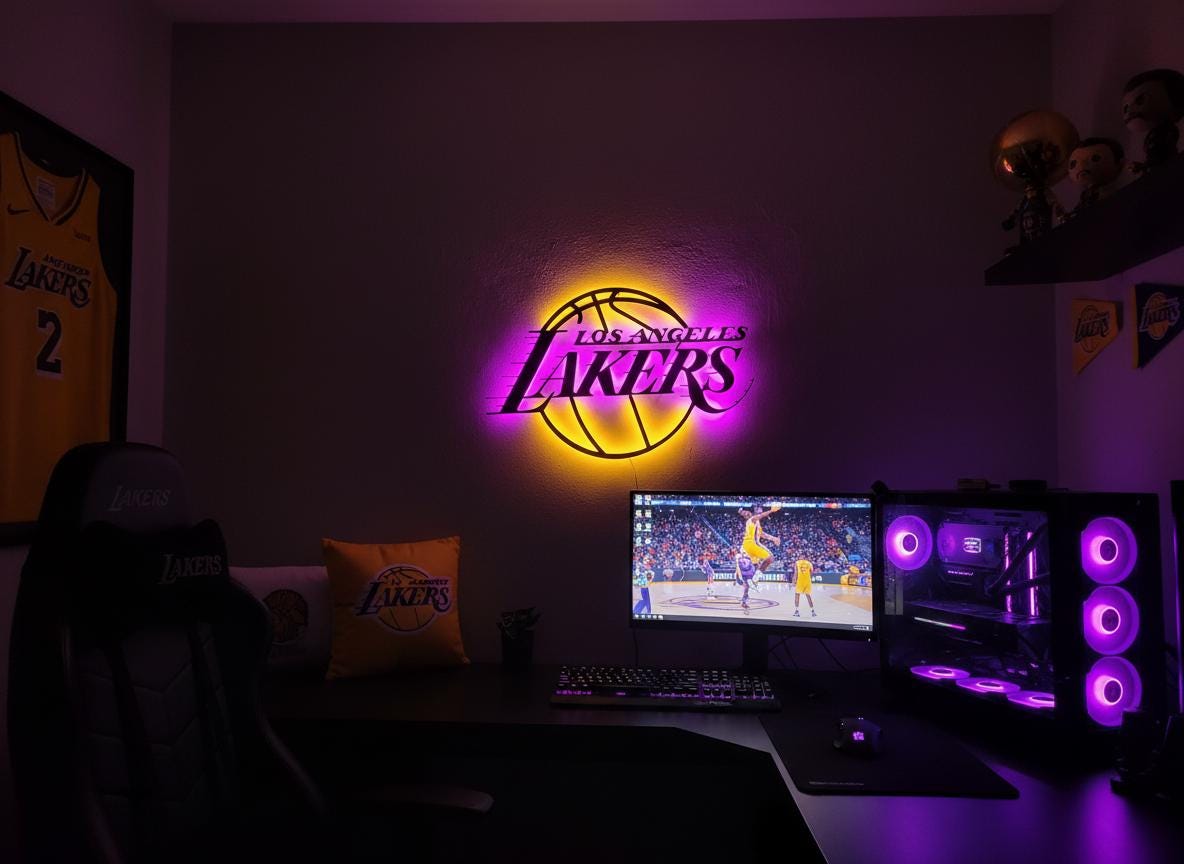 NBA Wall Art - Los Angeles Lakers Logo Game Room Man Cave Decor