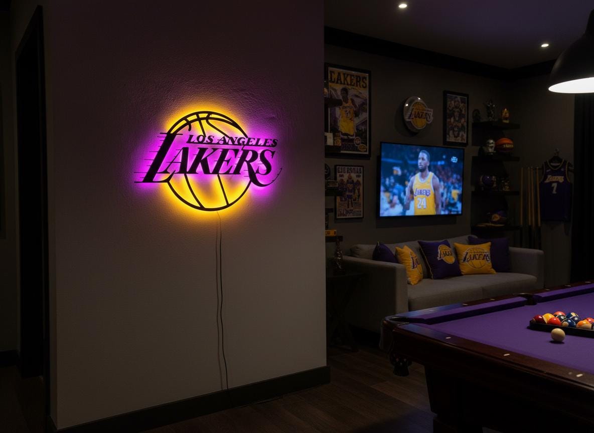 NBA Wall Art - Los Angeles Lakers Logo Game Room Man Cave Decor