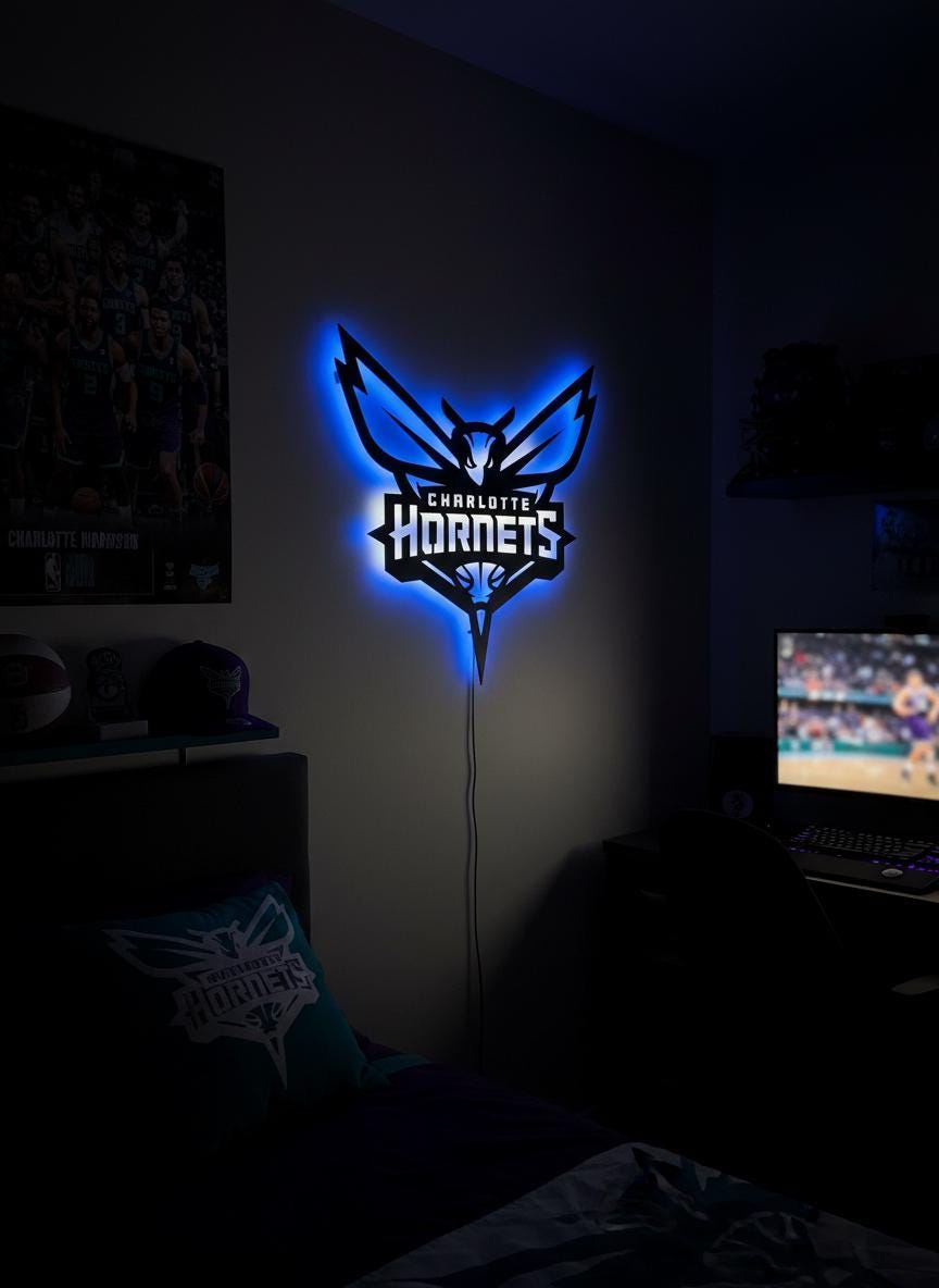Charlotte Hornets Wall Art - Unique NBA Basketball Team Logo Game Room Decor