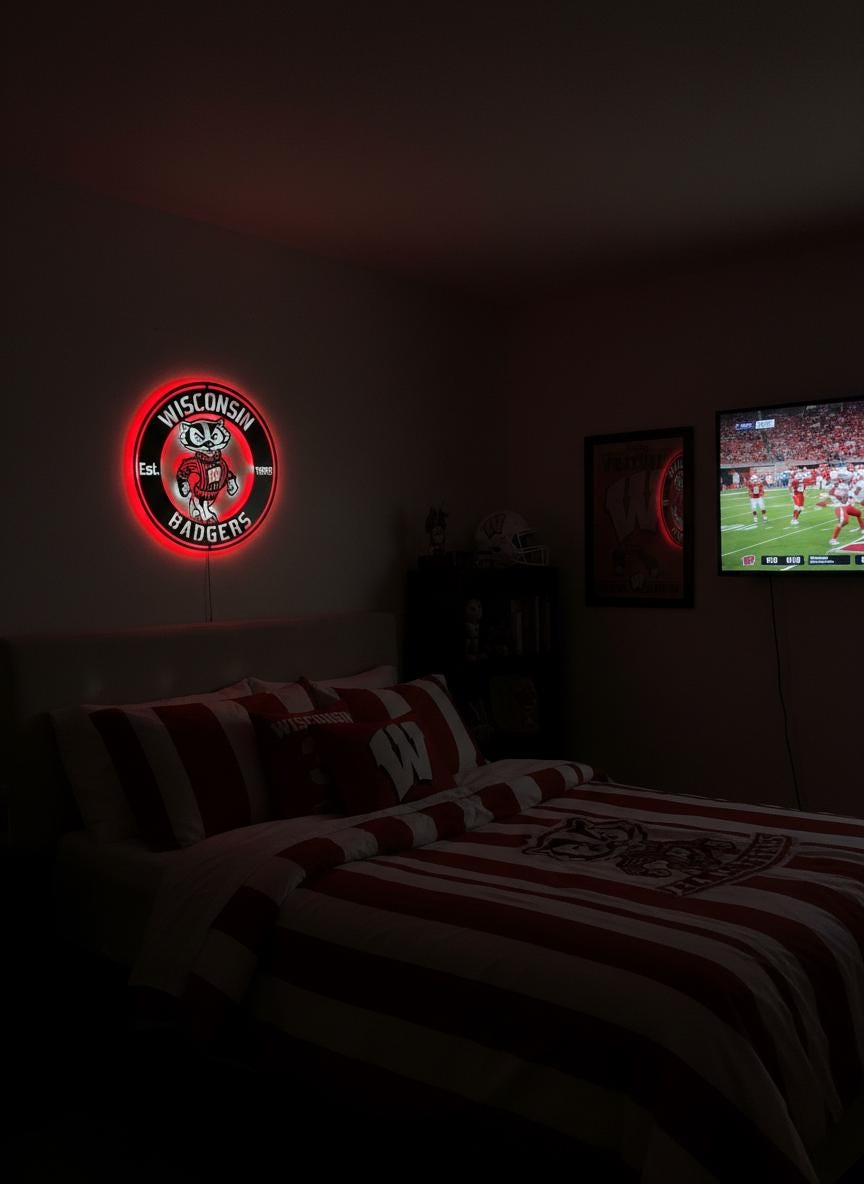 Wisconsin Badgers Wall Art - NCAA Team Logo Game Room Decor